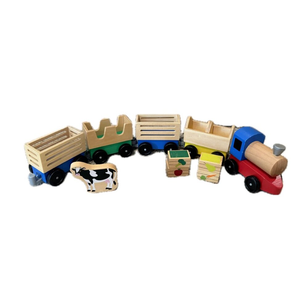 Melissa & Doug Wooden Farm Train Playset